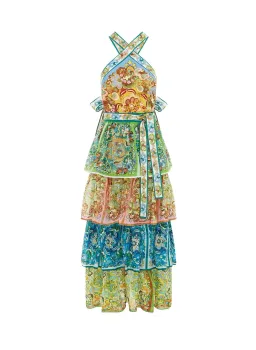 Alemais Dreamer Halter Tier Midi Dress Multi Size 6 for rent on The Volte - image 3