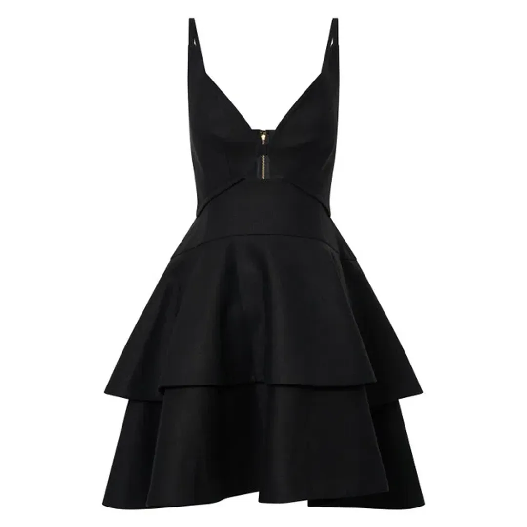 Oroton Tiered Bodice Dress Black Size 8 for rent on The Volte - main image