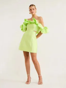 Alemais Suzi Off Shoulder Mini Dress Green Size 8 for rent on The Volte - image 1