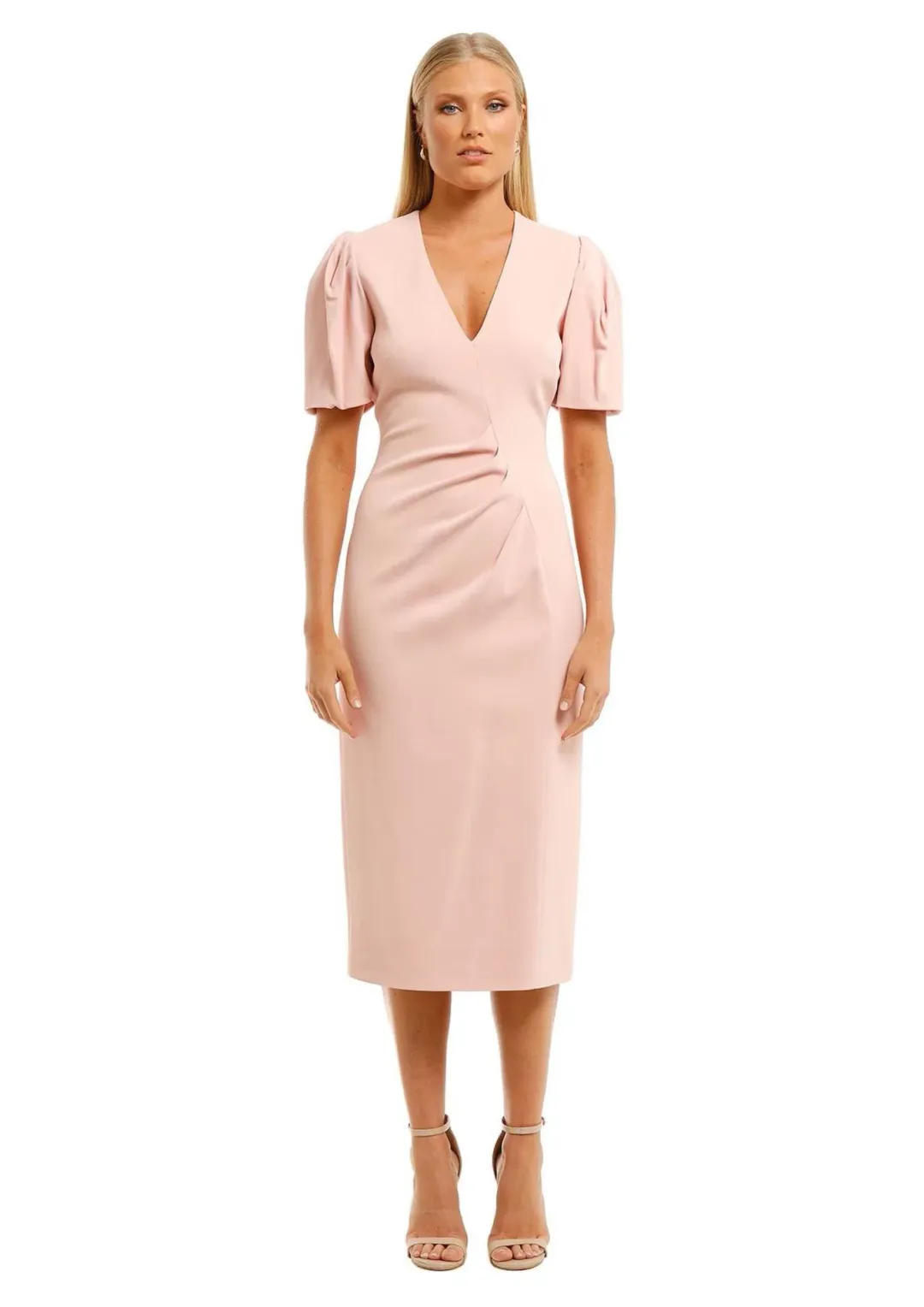 Ginger & Smart Vortex Midi Dress in Blush Pink Size 12 for rent on The Volte - main image