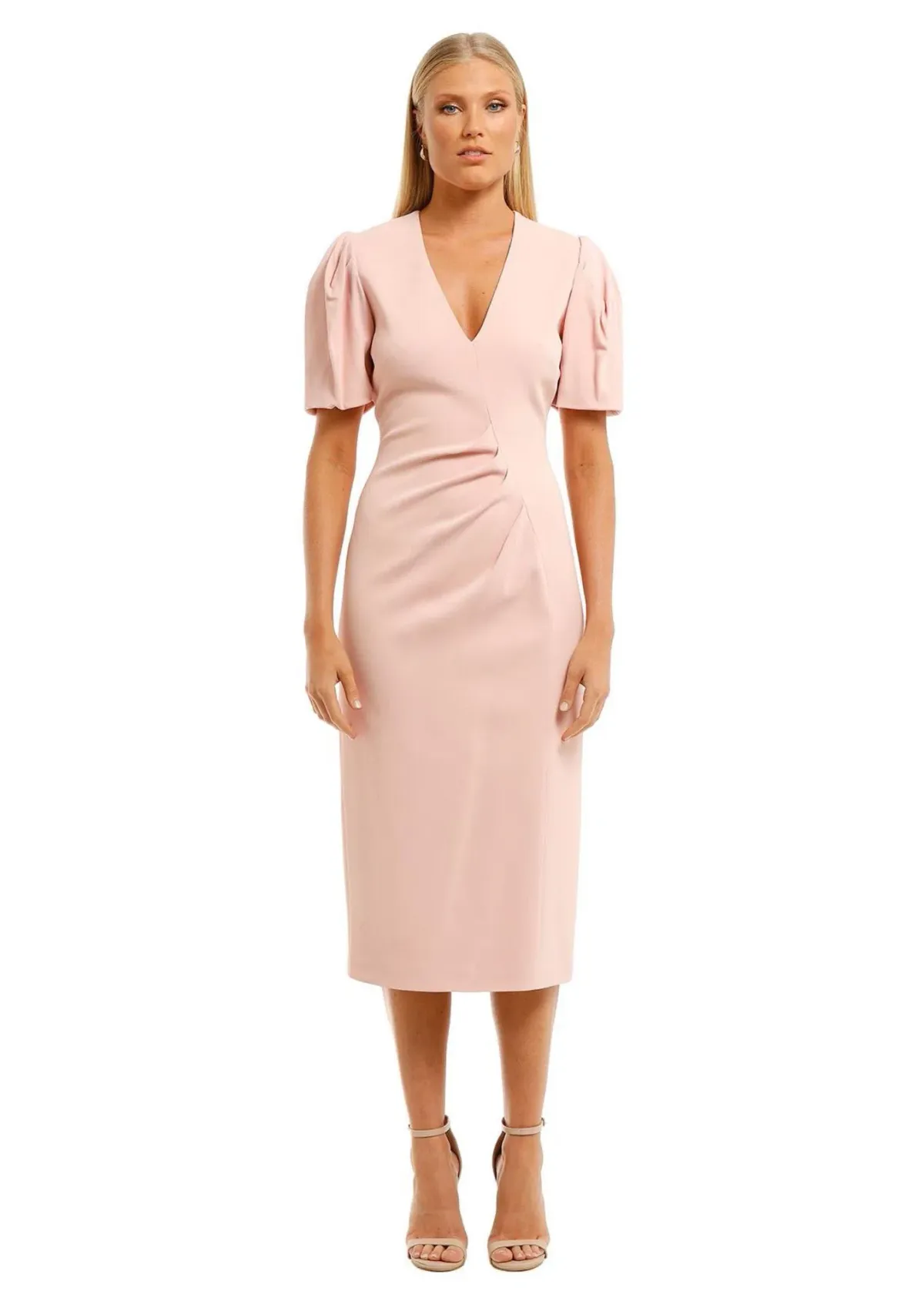 Ginger & Smart Vortex Midi Dress in Blush Pink Size 12 for rent on The Volte - main image