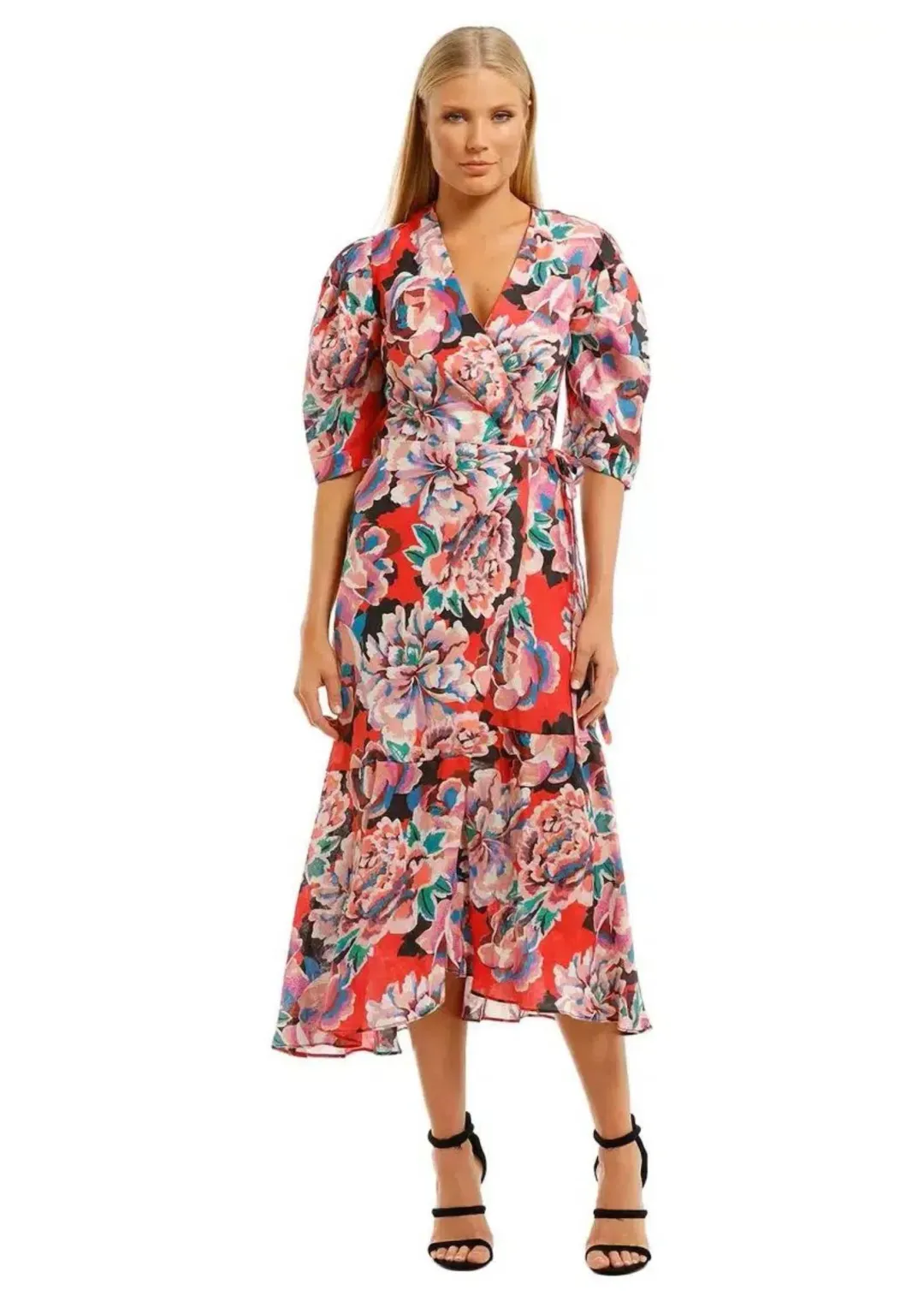 Ginger & Smart Flourish Wrap Midi Dress Floral Size 16 for rent on The Volte - main image