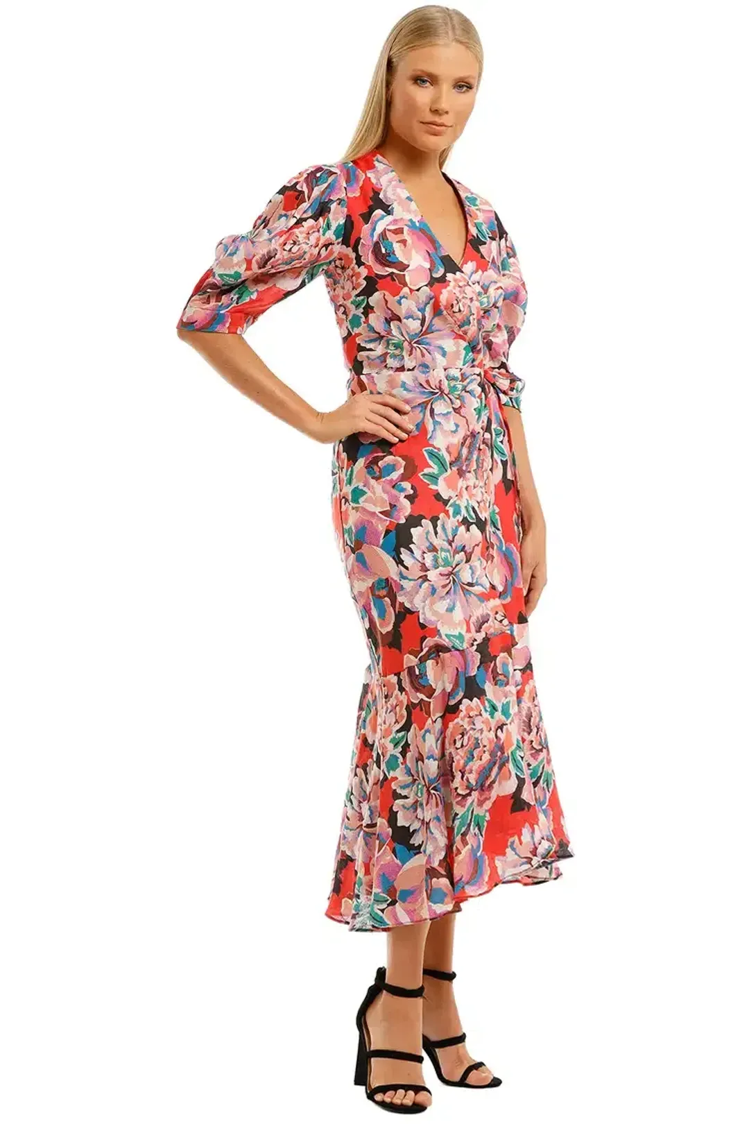 Ginger & Smart Flourish Wrap Midi Dress Floral Size 16 for rent on The Volte - main image