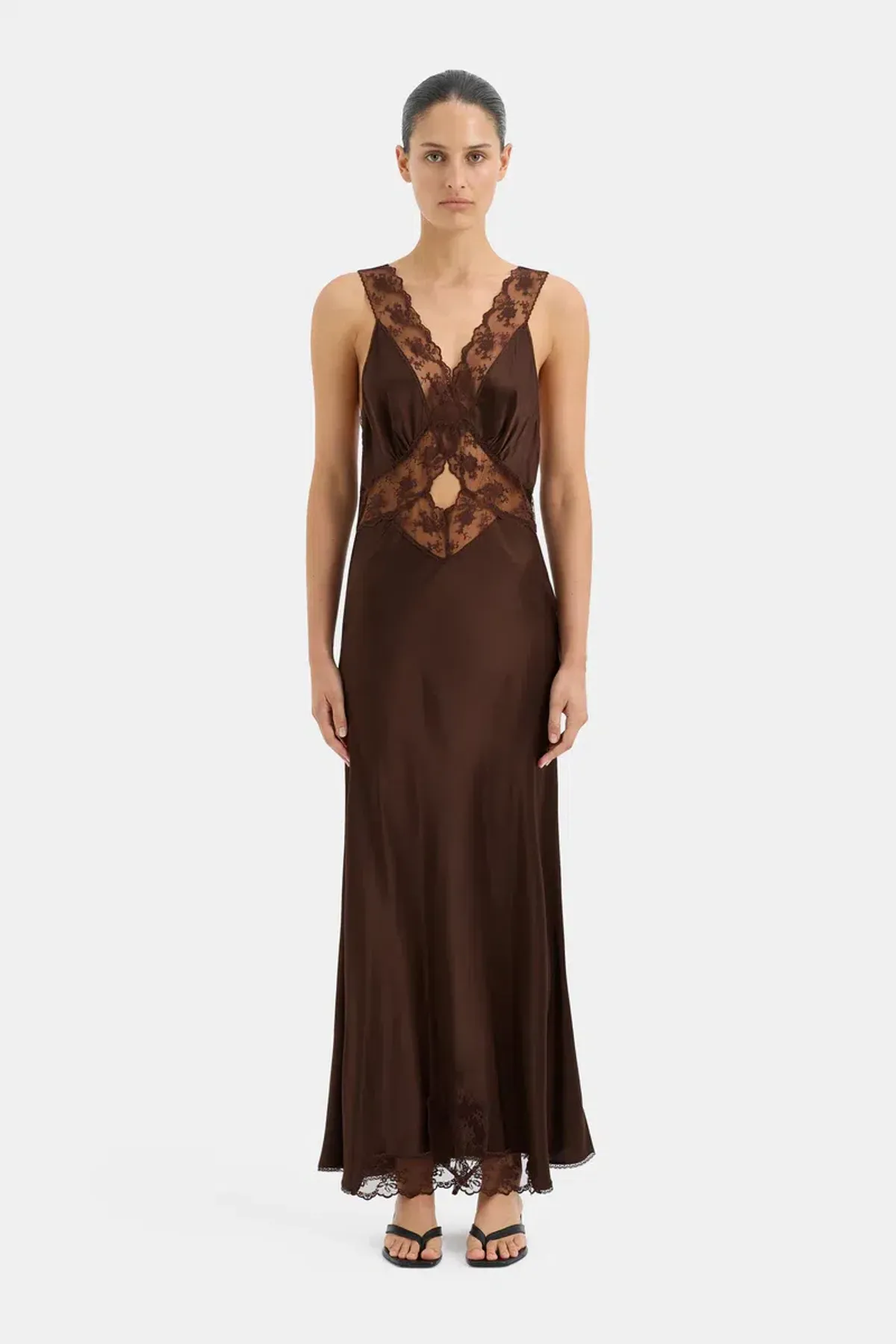 Sir the Label Aries Cut Out Gown Chocolate Brown Size 10/M for rent on The Volte - main image