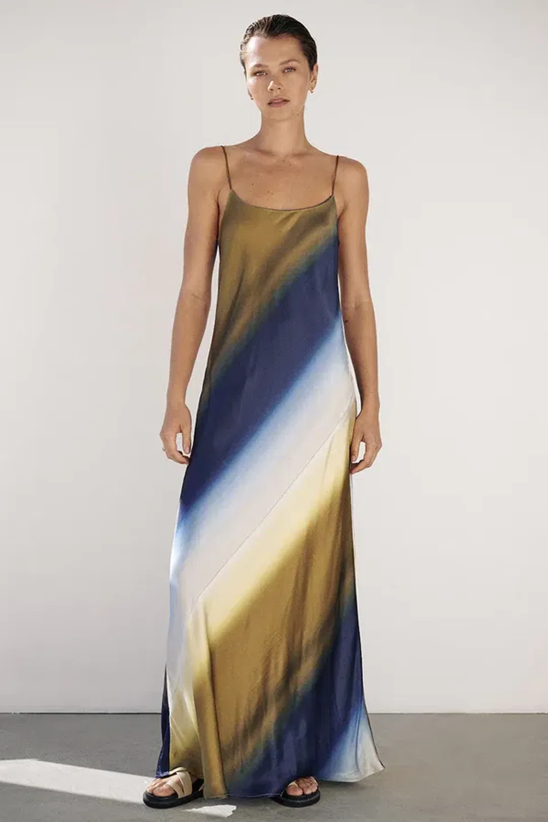 Dissh Denai Ombre Satin Maxi Dress Multi Size 10 for rent on The Volte - main image