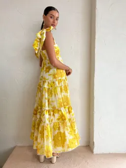Alemais Sonny Midi Dress in Lemon Floral Size XS / AU 6 for rent on The Volte - image 2