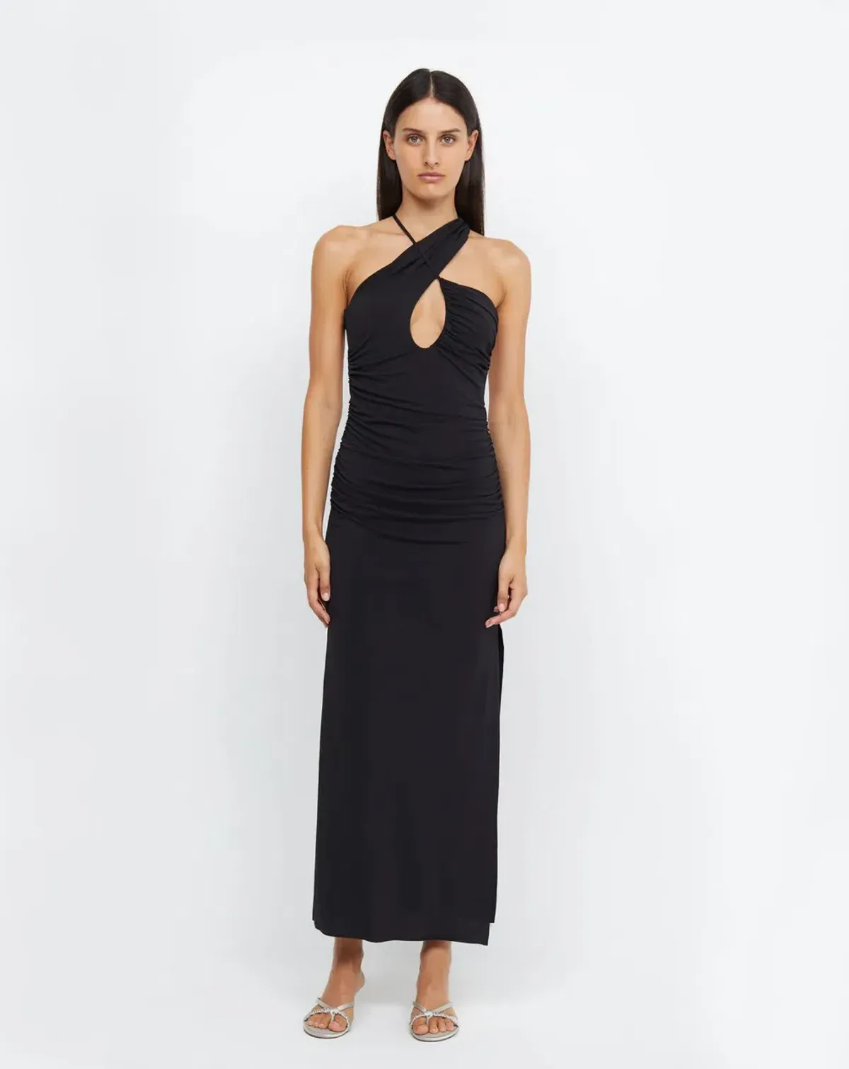 Bec & Bridge Montana Cross Over Asymmetrical Backless Dress in Black Size 6 for rent on The Volte - main image