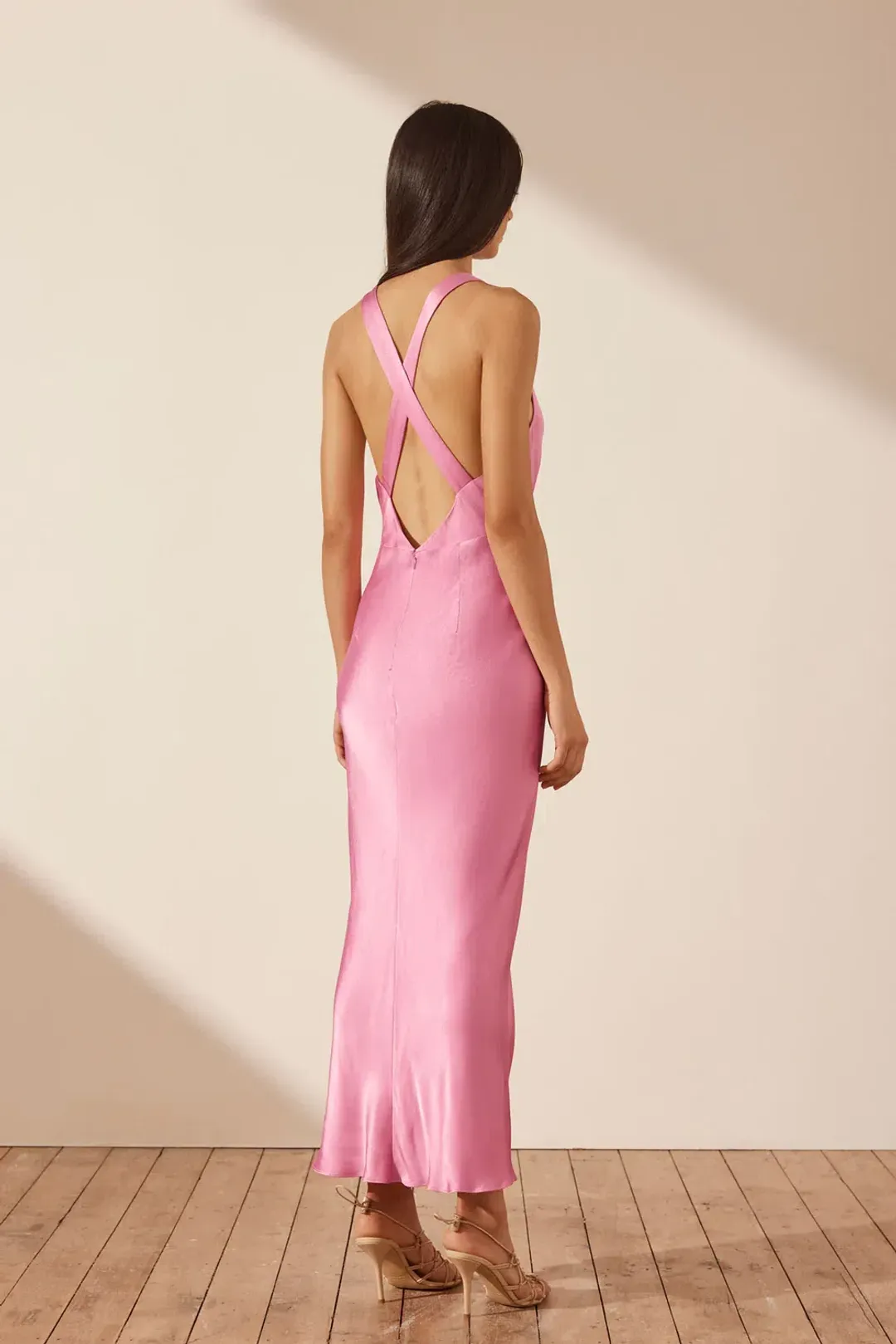Shona Joy Arienzo Plunged Dress Pink Size 8  for rent on The Volte - main image