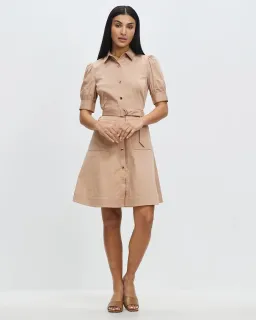 MARCS Caitlyn Shirt Dress Latte Size 8 for rent on The Volte - image 1
