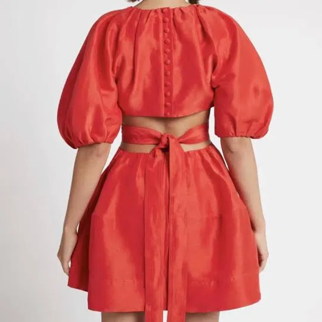 Aje Psychedelia Cutout Mini Dress Red Size 14 for rent on The Volte - main image