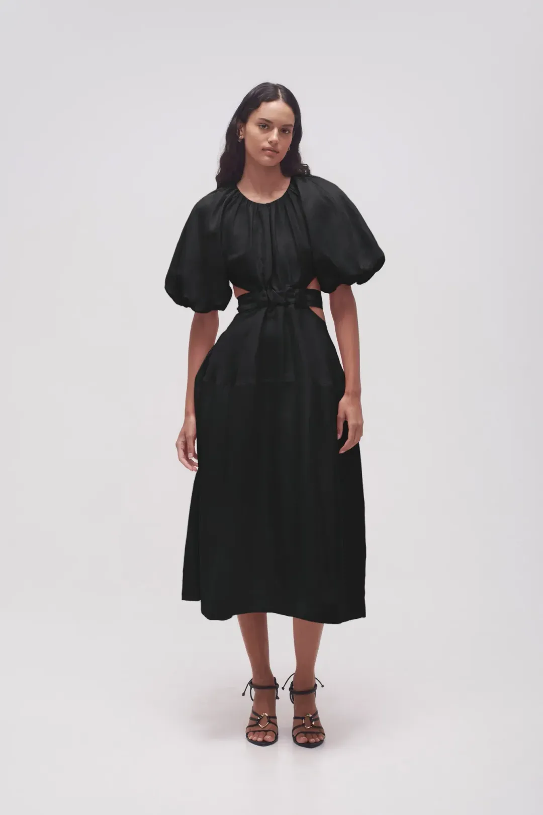 Aje Mimosa Cut Out Midi Dress Black Size 10 for rent on The Volte - main image