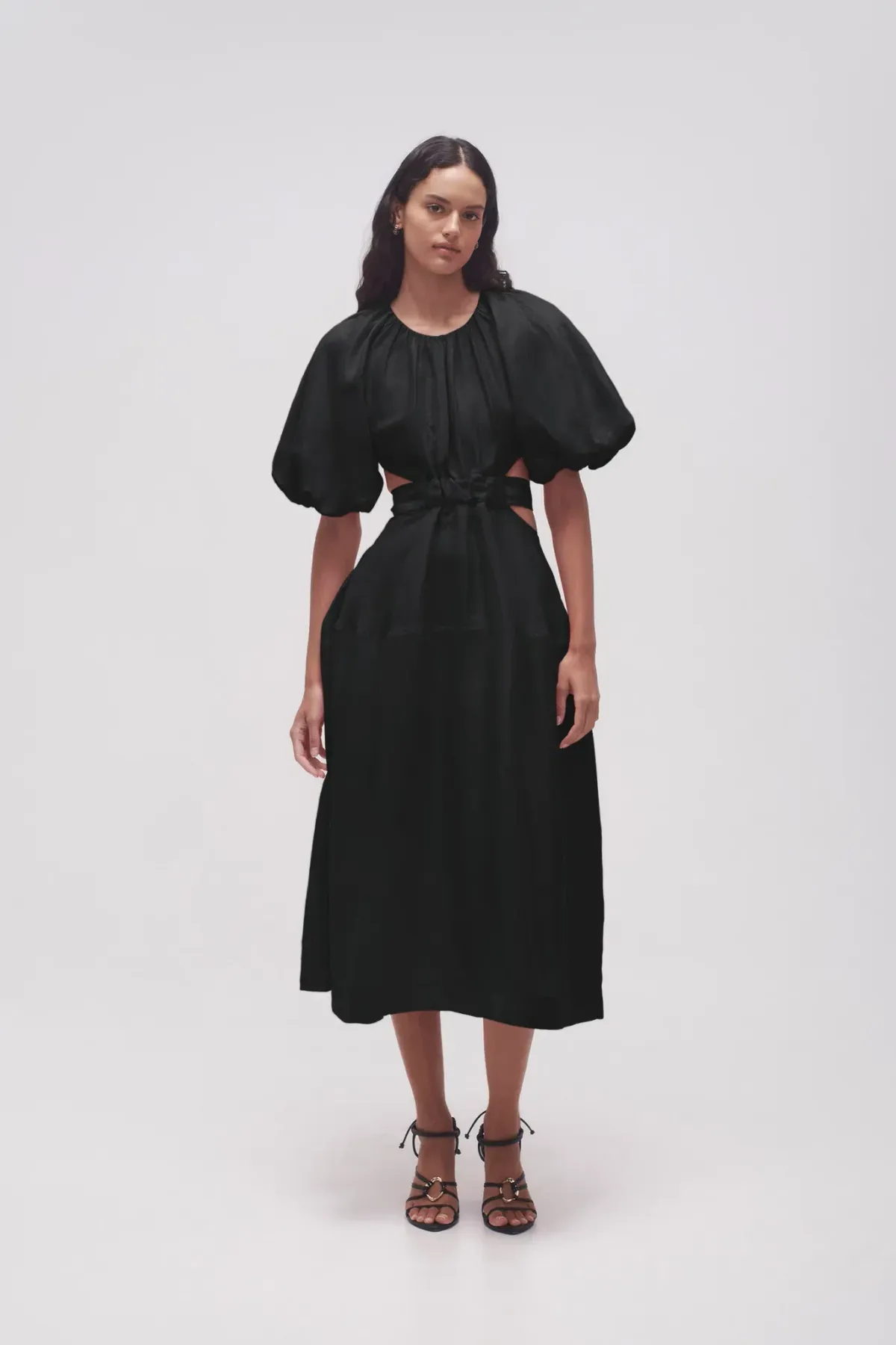 Aje Mimosa Cut Out Midi Dress Black Size 10 for rent on The Volte - main image