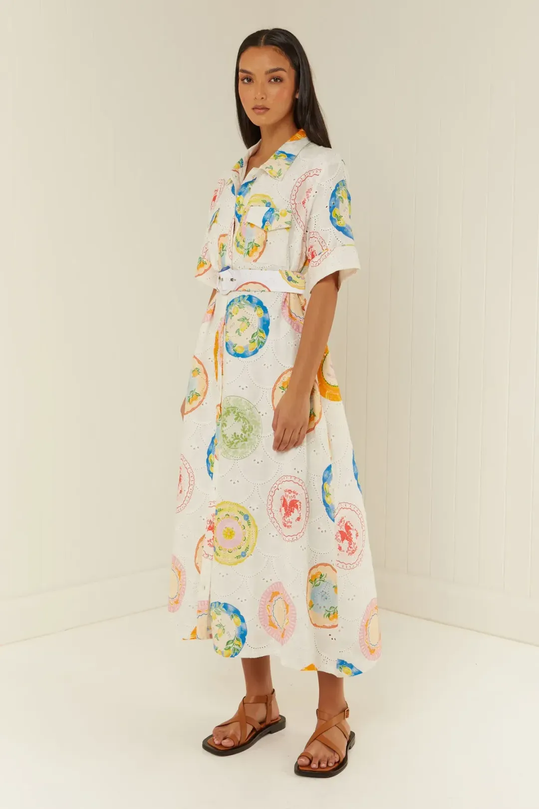 Palm Noosa Souvenir Midi Dress Print AU12 for rent on The Volte - main image