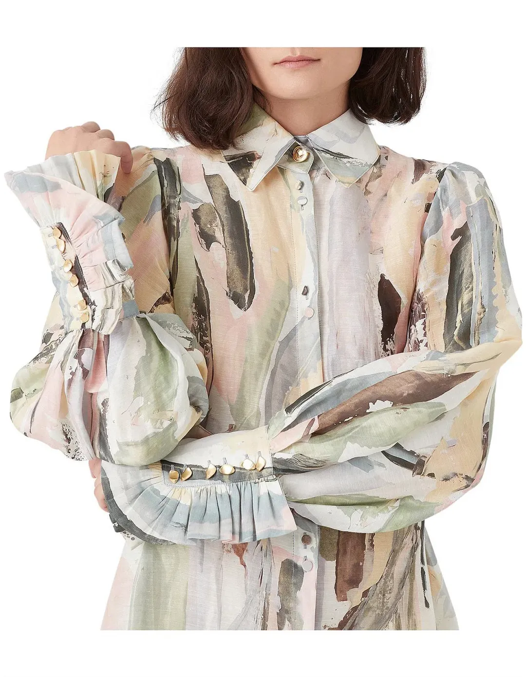 Aje Paperbark Shirt Dress Print Size 12 for rent on The Volte - main image
