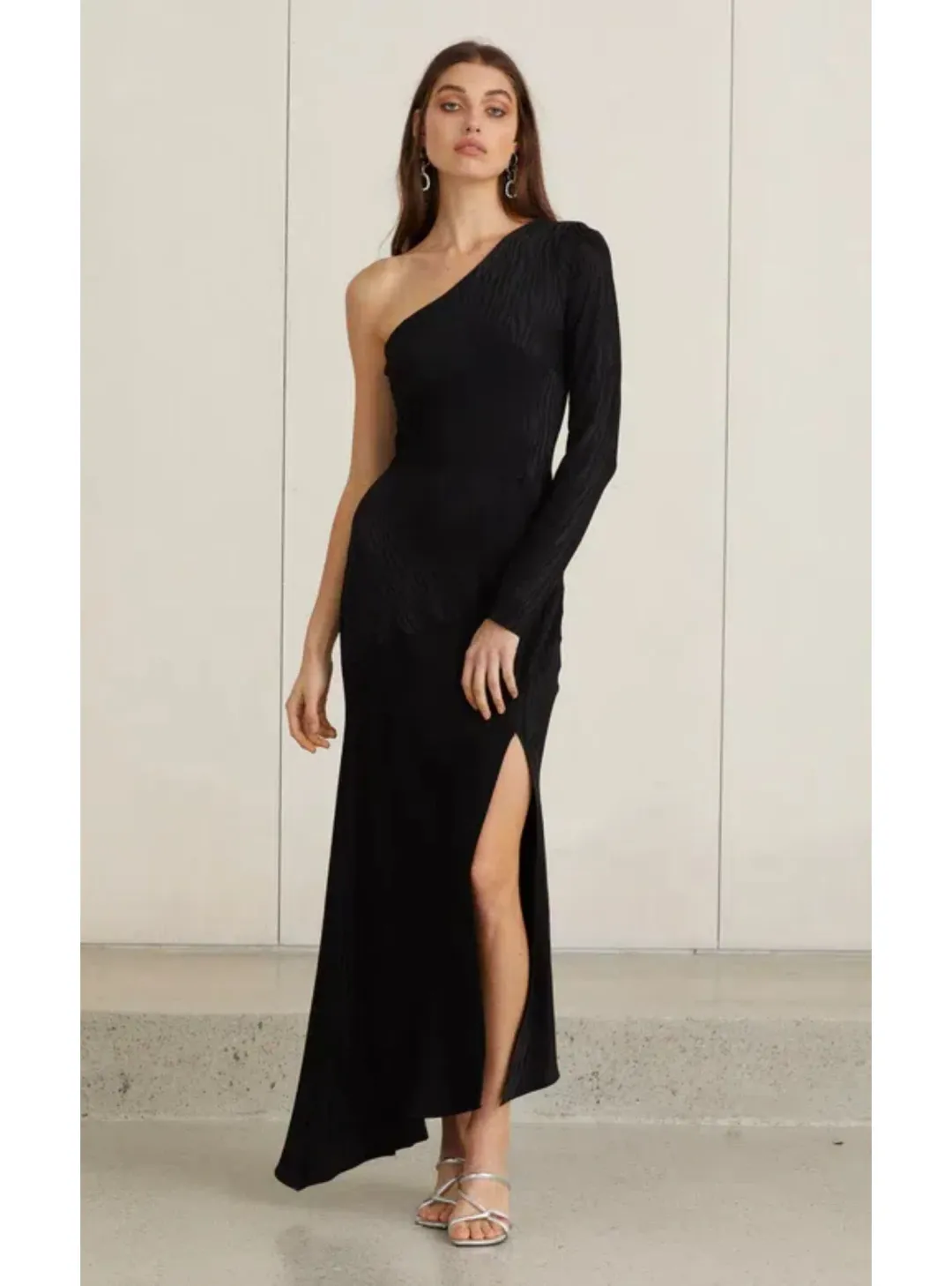 Bec & Bridge The Kat Asymmetrical Midi Dress in Black Size AU 6 for rent on The Volte - main image