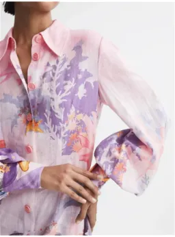 Leo Lin Luminous Mini Dress Neptune Placement Print in Coral Size AU 8 for rent on The Volte - image 3