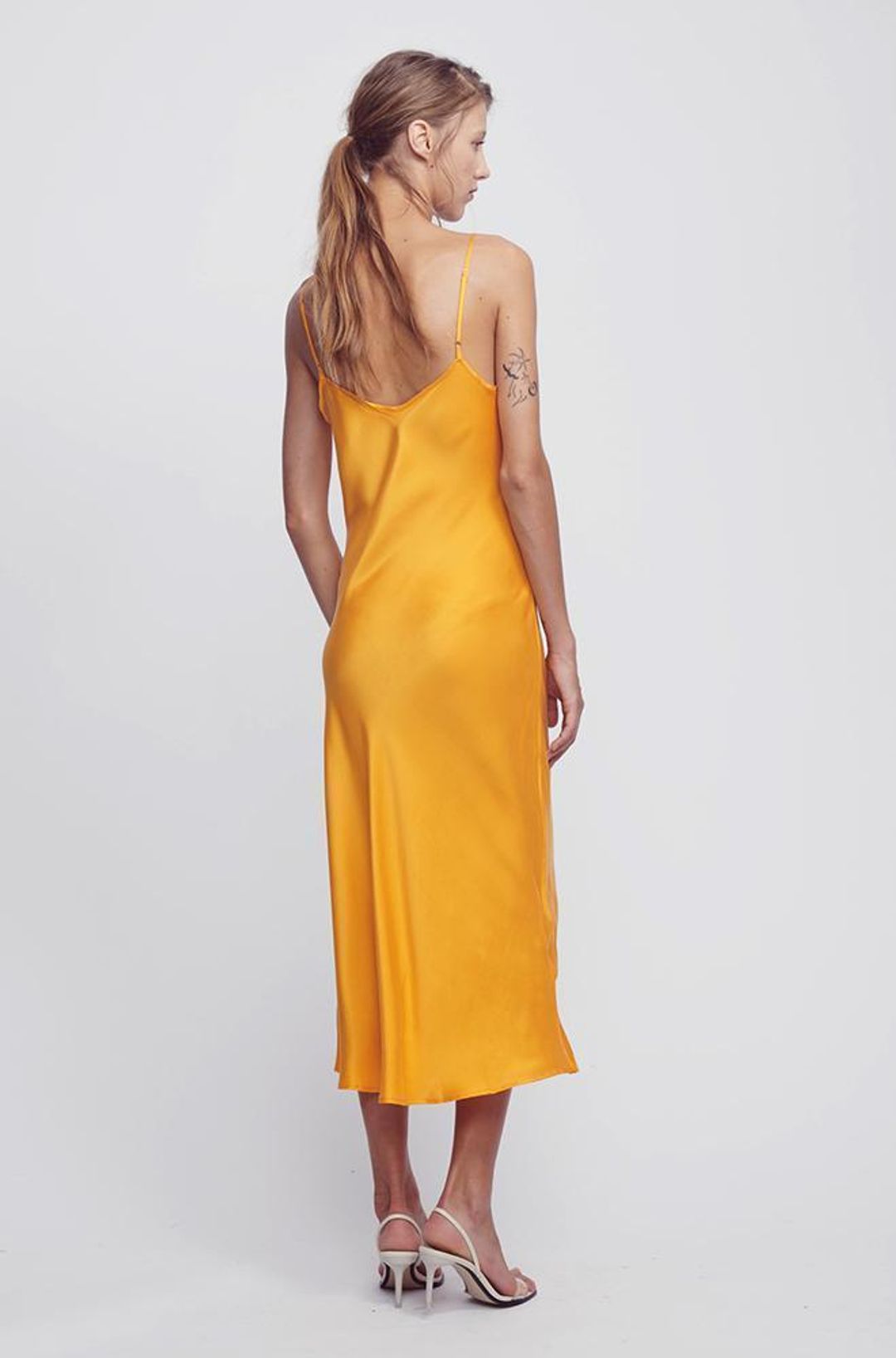 Silk Laundry Classic 90s Silk Slip Dress in Marigold size 12 for rent on The Volte - main image