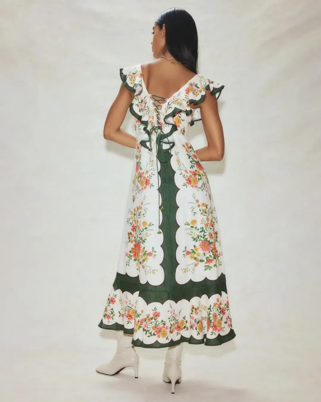 Alemais Elisabetta Ruffle Midi Dress Floral Size 8 for rent on The Volte - main image