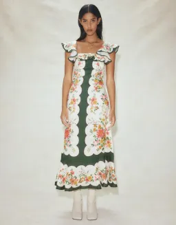 Alemais Elisabetta Ruffle Midi Dress Floral Size 8 for rent on The Volte - image 1