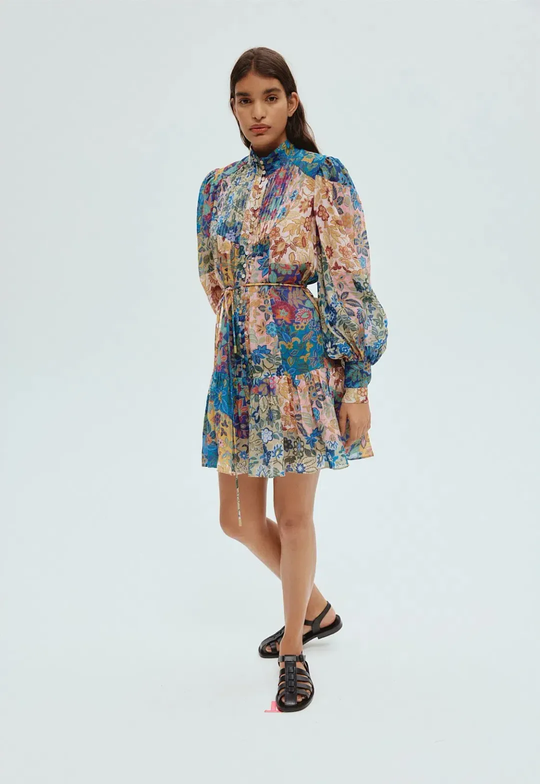 Alemais Bella Patchwork Mini Dress Multi Floral Size 6 for rent on The Volte - main image