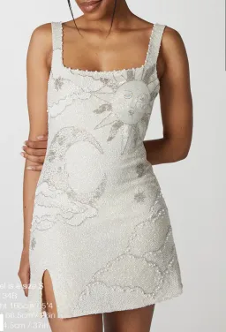 Clio Peppiatt Lucina Embellished Mini Dress Ivory Sequin Size S / AU 8 for rent on The Volte - image 5