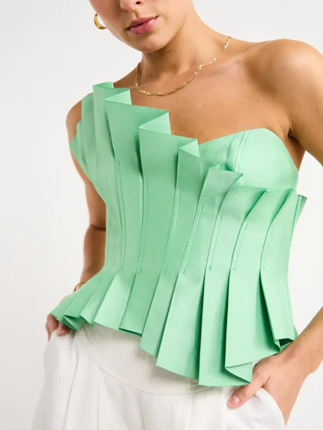 Acler Davies Top Mantis Green Size 14 for rent on The Volte - main image