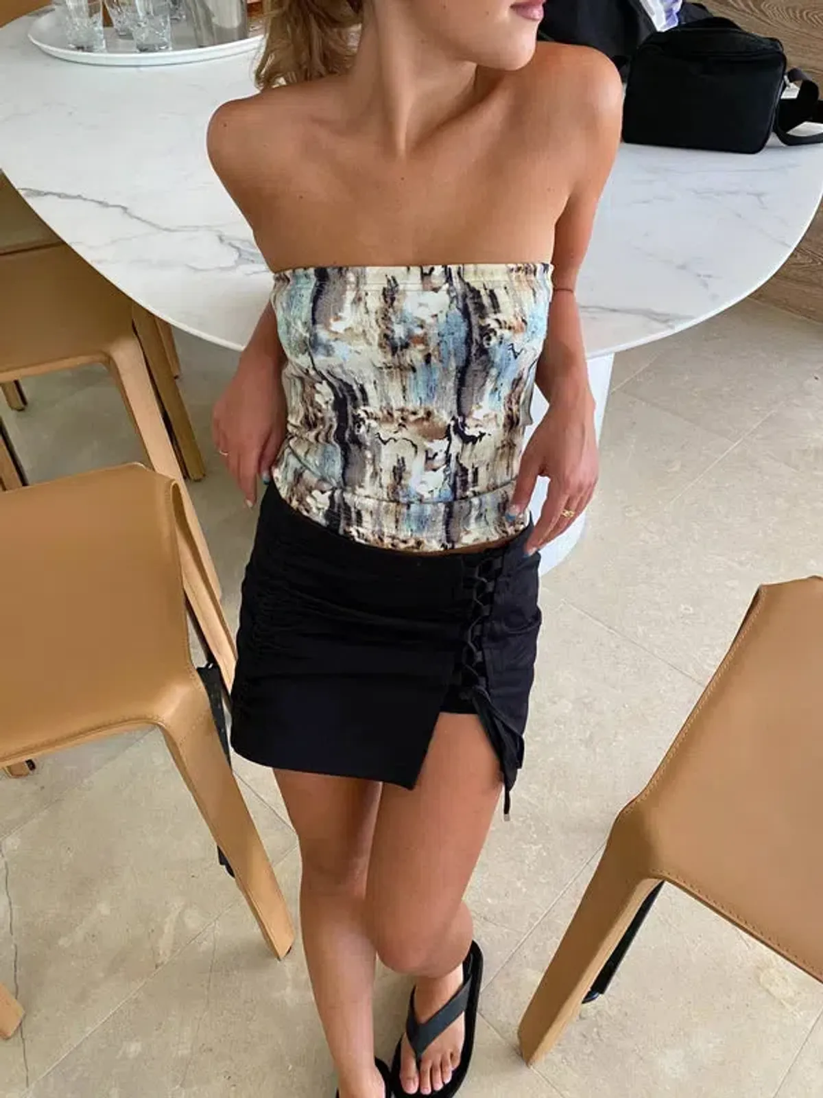 With Harper Lu Marble Boob Tube Top Print Multi Size 10 for rent on The Volte - main image