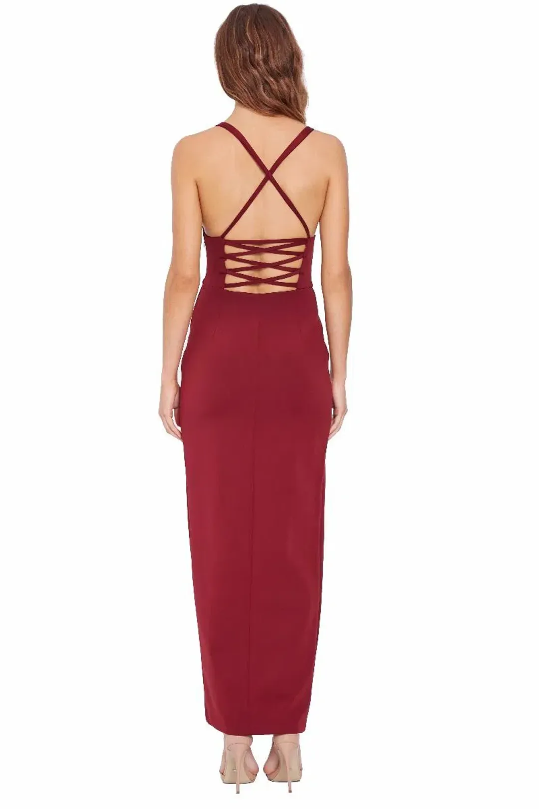 Grace and Hart Gold Rush Neon Gown in Wine Red Size 12 for rent on The Volte - main image
