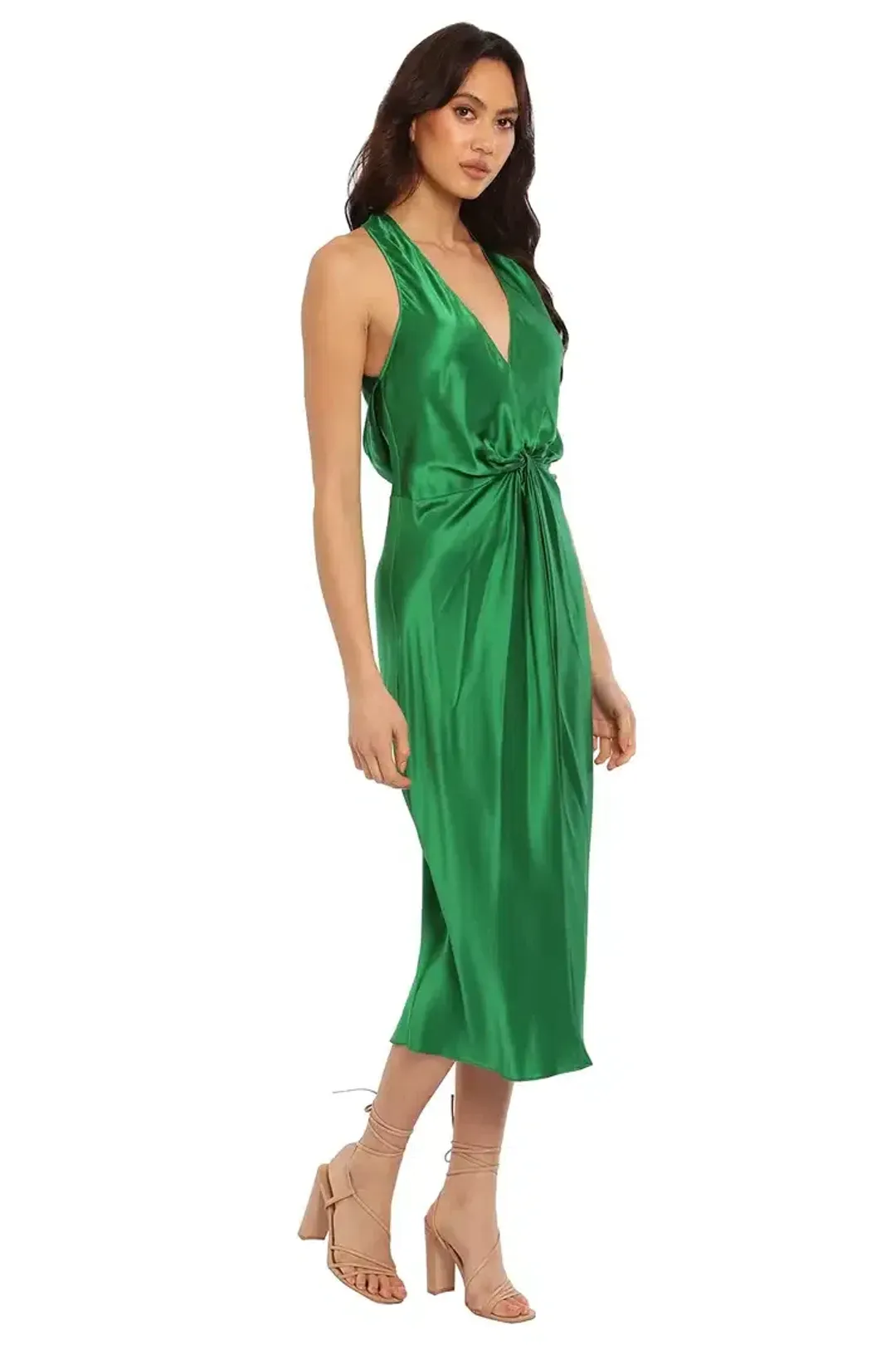Ginia Lucia Knot Front Dress in Green Size 10 for rent on The Volte - main image