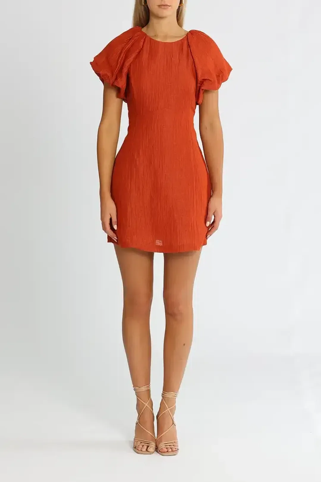Ginia Carmen Short Dress in Picante Size 10 for rent on The Volte - main image