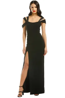 Halston Heritage Cold Shoulder Fitted Gown in Black Size 14 for rent on The Volte - image 1