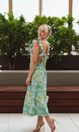 Zimmermann High Tide Frilled Midi in Aqua Floral Size 1 for rent on The Volte - image 4
