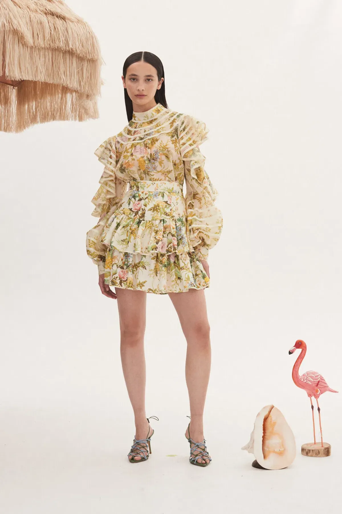 Alemais Eden Long Sleeve Blouse and Skirt Set Multi Floral Size 8 for rent on The Volte - main image