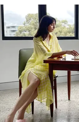 Alice Mccall She Blooms Blouse and Skirt Set Yellow Check Print Size 8 for rent on The Volte - image 2