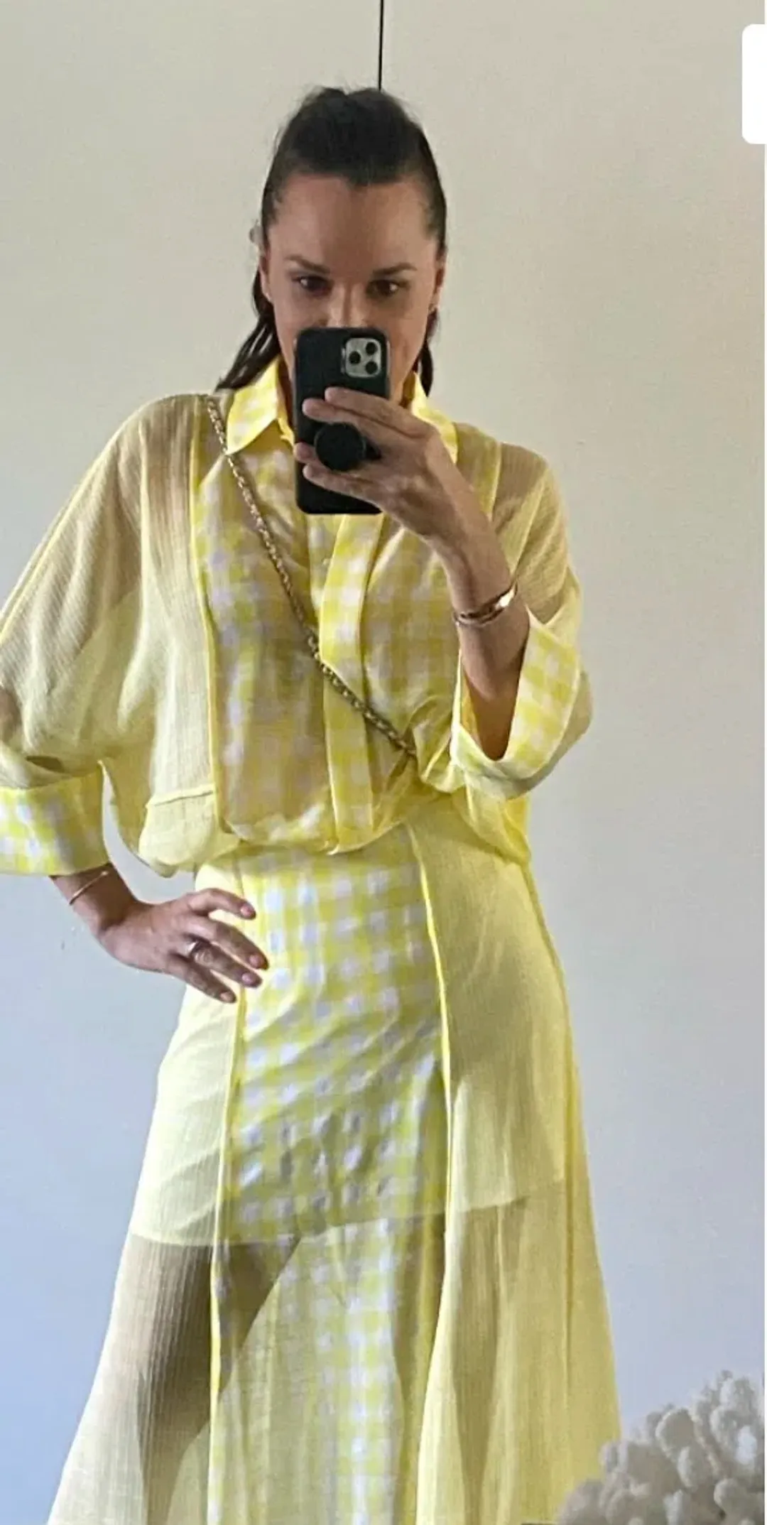 Alice Mccall She Blooms Blouse and Skirt Set Yellow Check Print Size 8 for rent on The Volte - main image