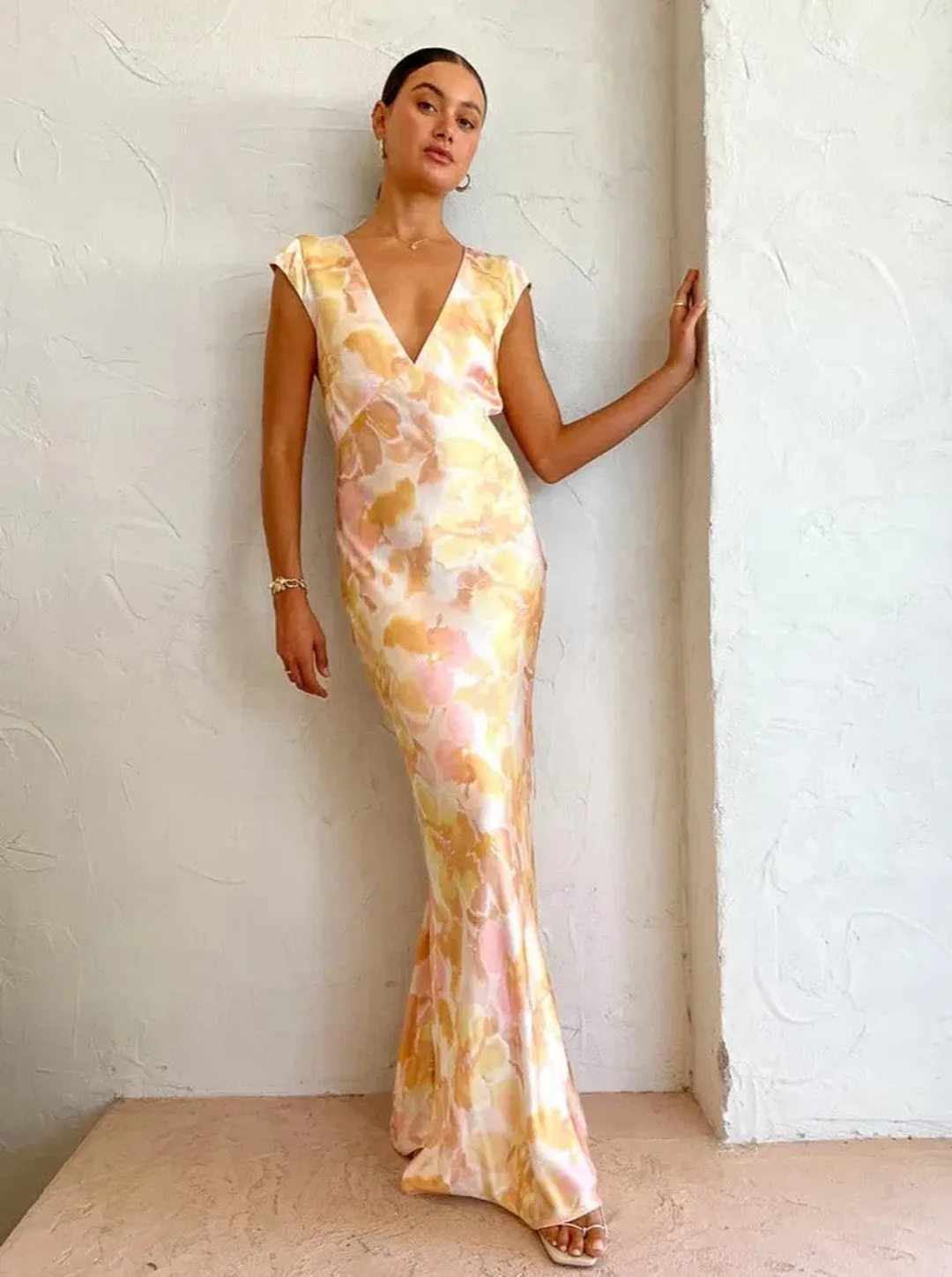 Bec & Bridge Indi V Maxi Dress in Floral Haze Size 8 for rent on The Volte - main image