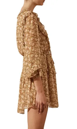 Shona Joy Julia Balloon Sleeve Drawstring Mini Dress Print Size 8 for rent on The Volte - image 3