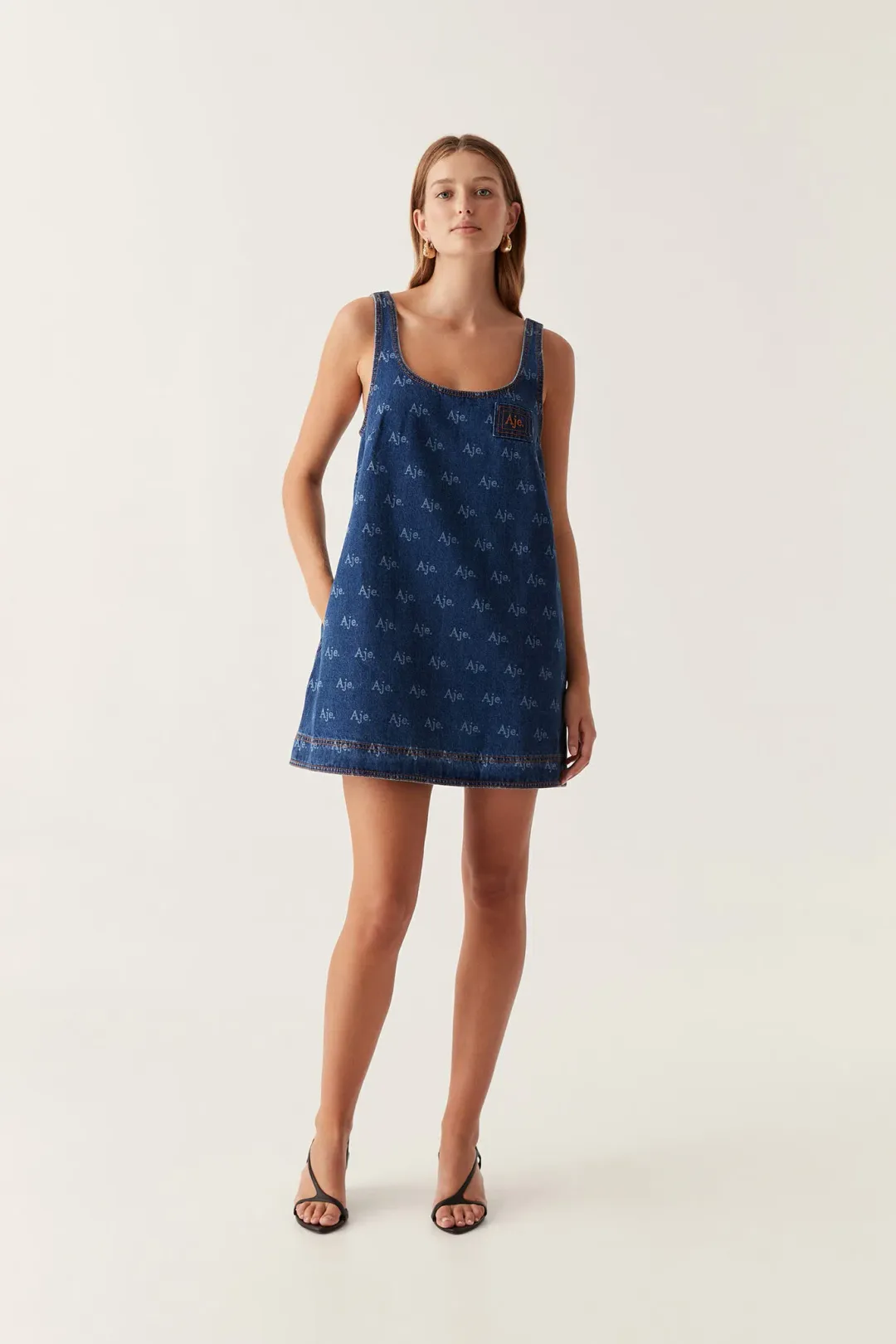 Aje Ratio Logo Mini Dress Blue Size 14  for rent on The Volte - main image