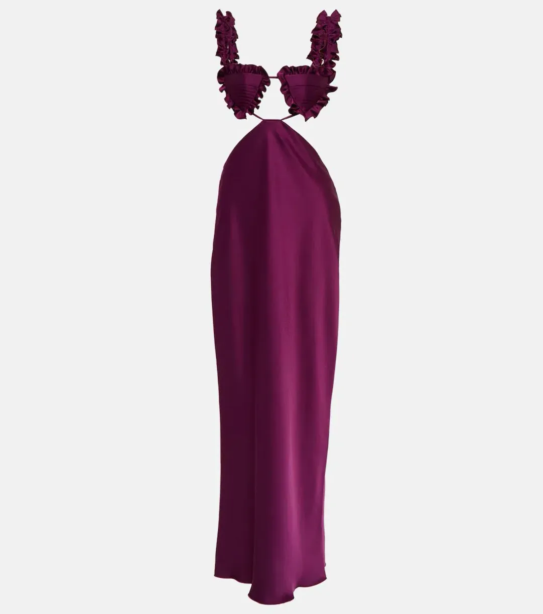 Attico Amber Cutout Satin Midi Dress In Purple Size 6 for rent on The Volte - main image