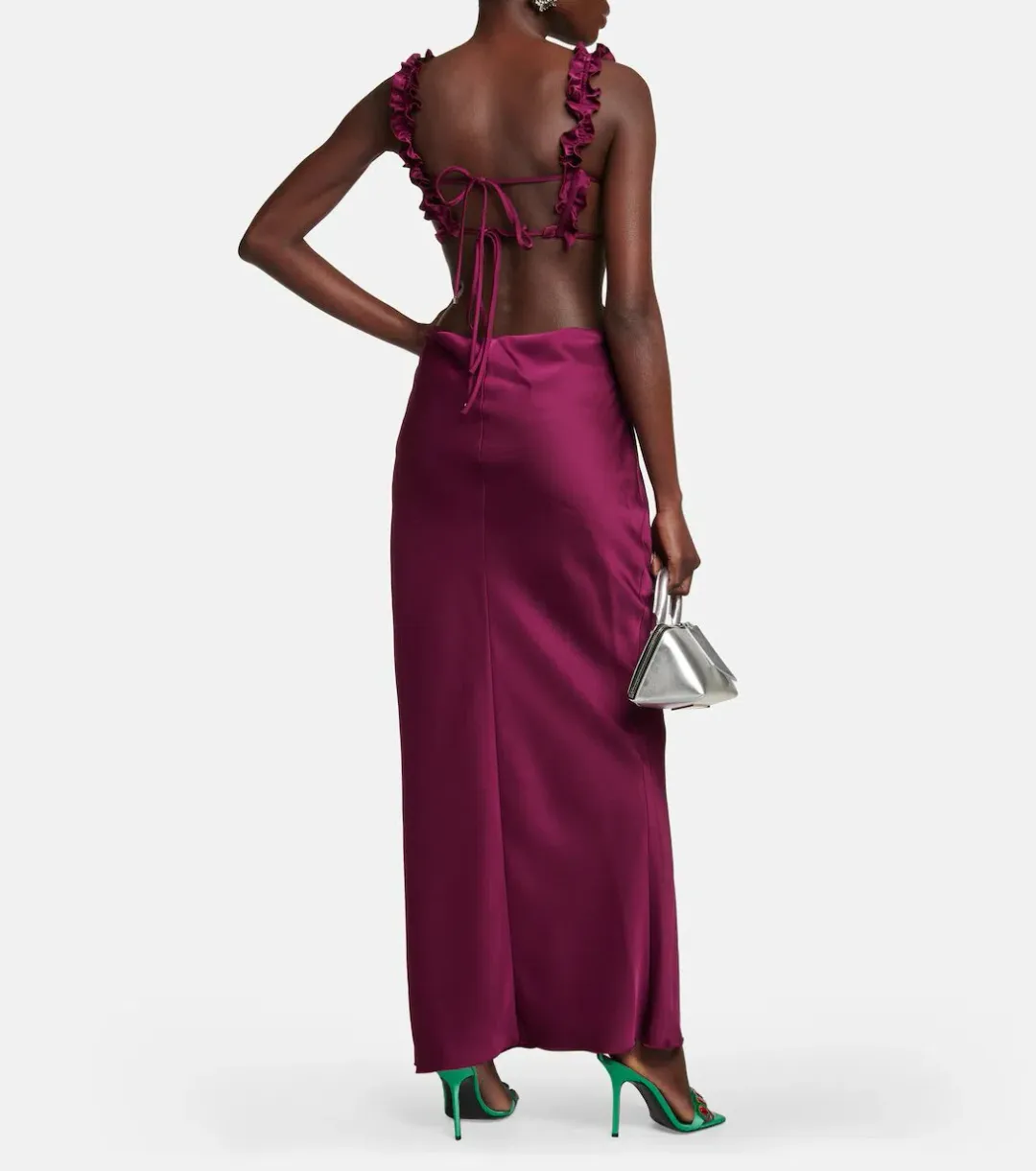 Attico Amber Cutout Satin Midi Dress In Purple Size 6 for rent on The Volte - main image