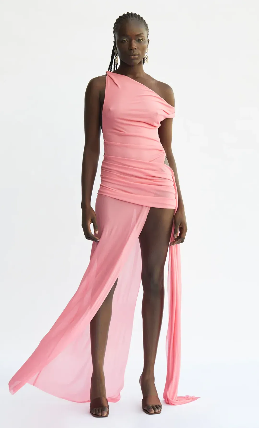 Bec & Bridge Kailani Asym Dress Grapefruit Pink Size 8  for rent on The Volte - main image