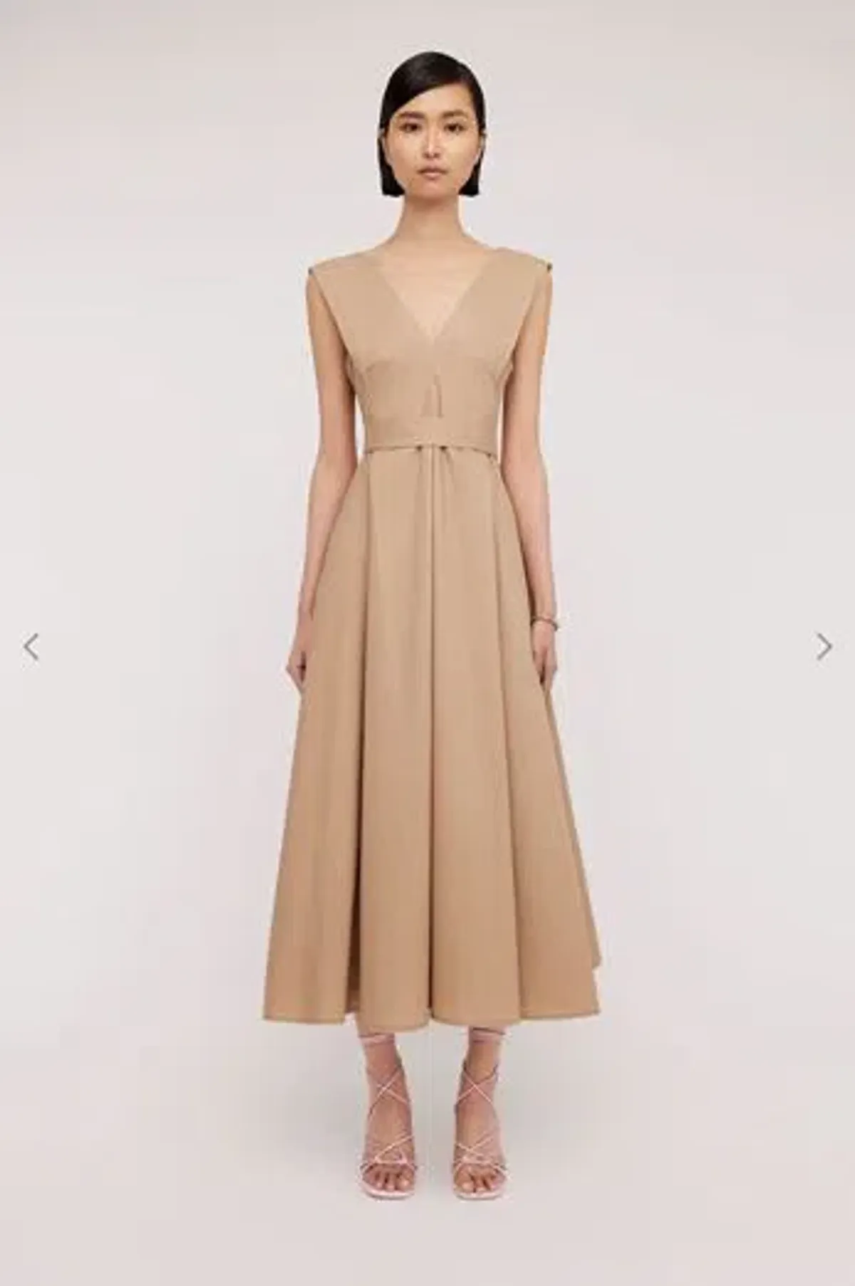 Scanlan Theodore Parachute Panelled A-Line Midi Dress Camel Size 8 for rent on The Volte - main image