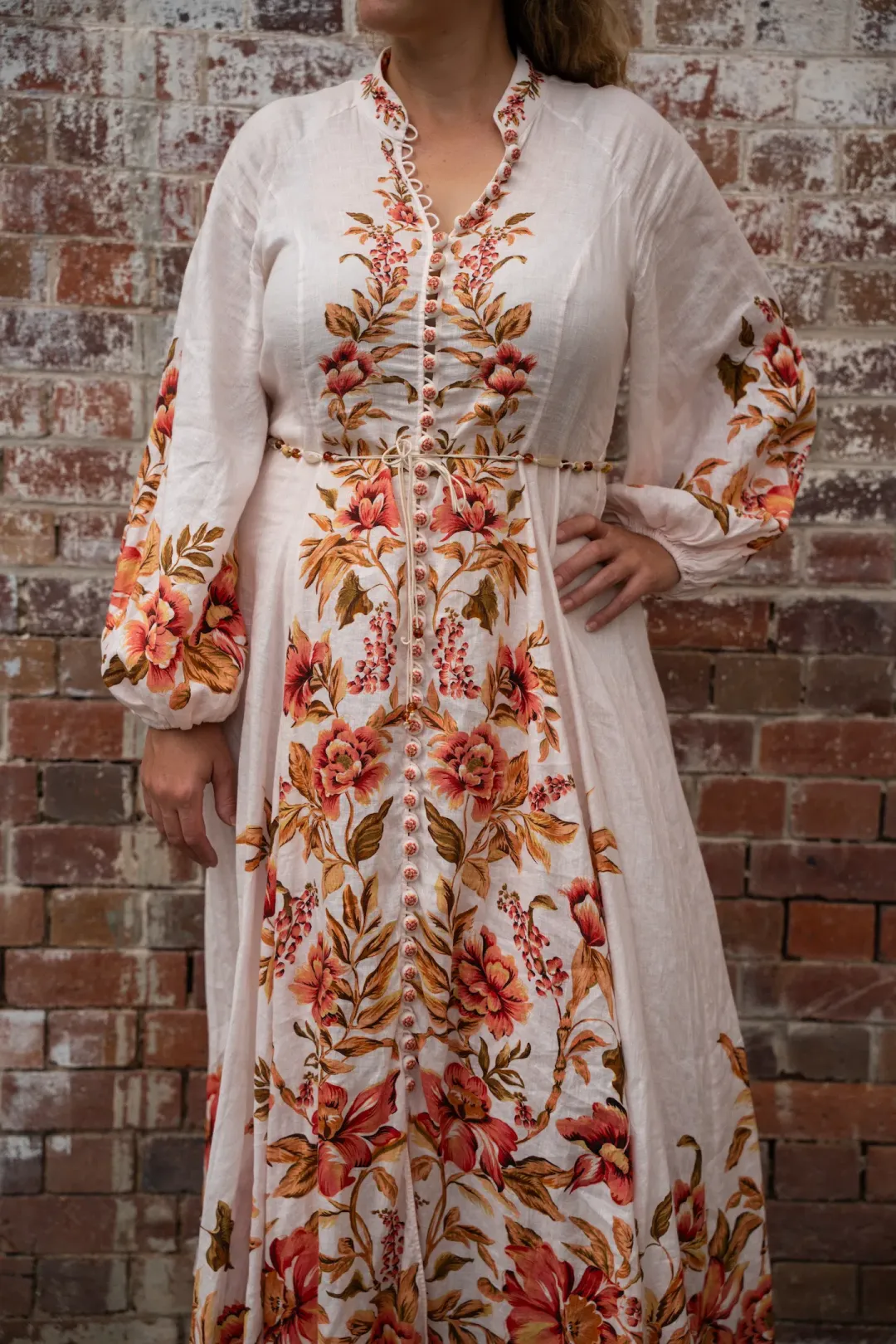 Zimmermann The Vacay Billow Long Dress in Peach Floral Size 4/Au 16  for rent on The Volte - main image