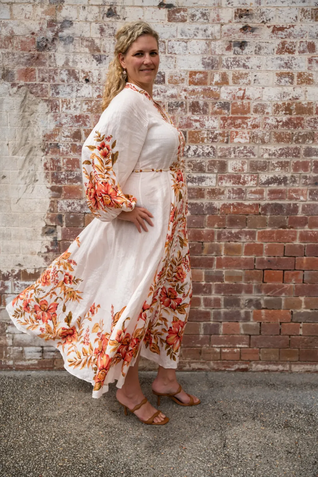 Zimmermann The Vacay Billow Long Dress in Peach Floral Size 4/Au 16  for rent on The Volte - main image