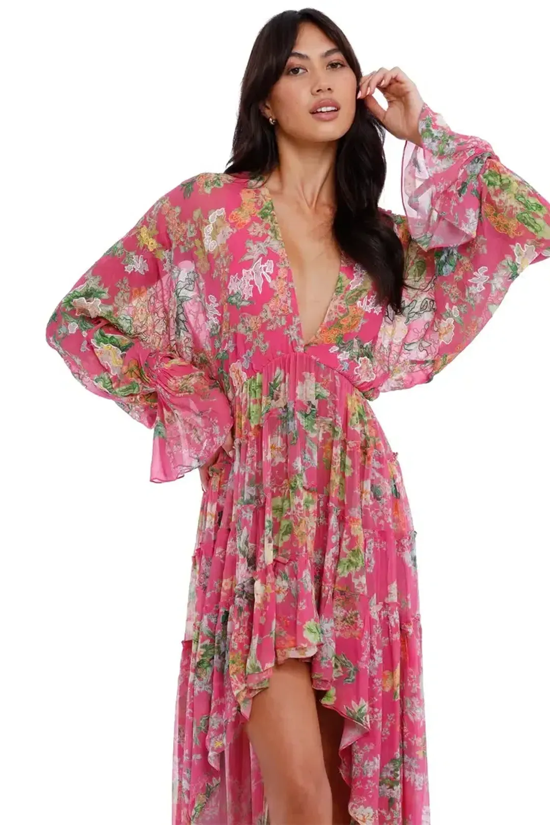 Hemant & Nandita Miyu Hi Lo Dress in Pink Size 10 for rent on The Volte - main image