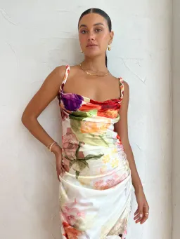 Leo Lin Rachel Cowl Neck Slip Dress in Cascade Floral Print Size 16 for rent on The Volte - image 2