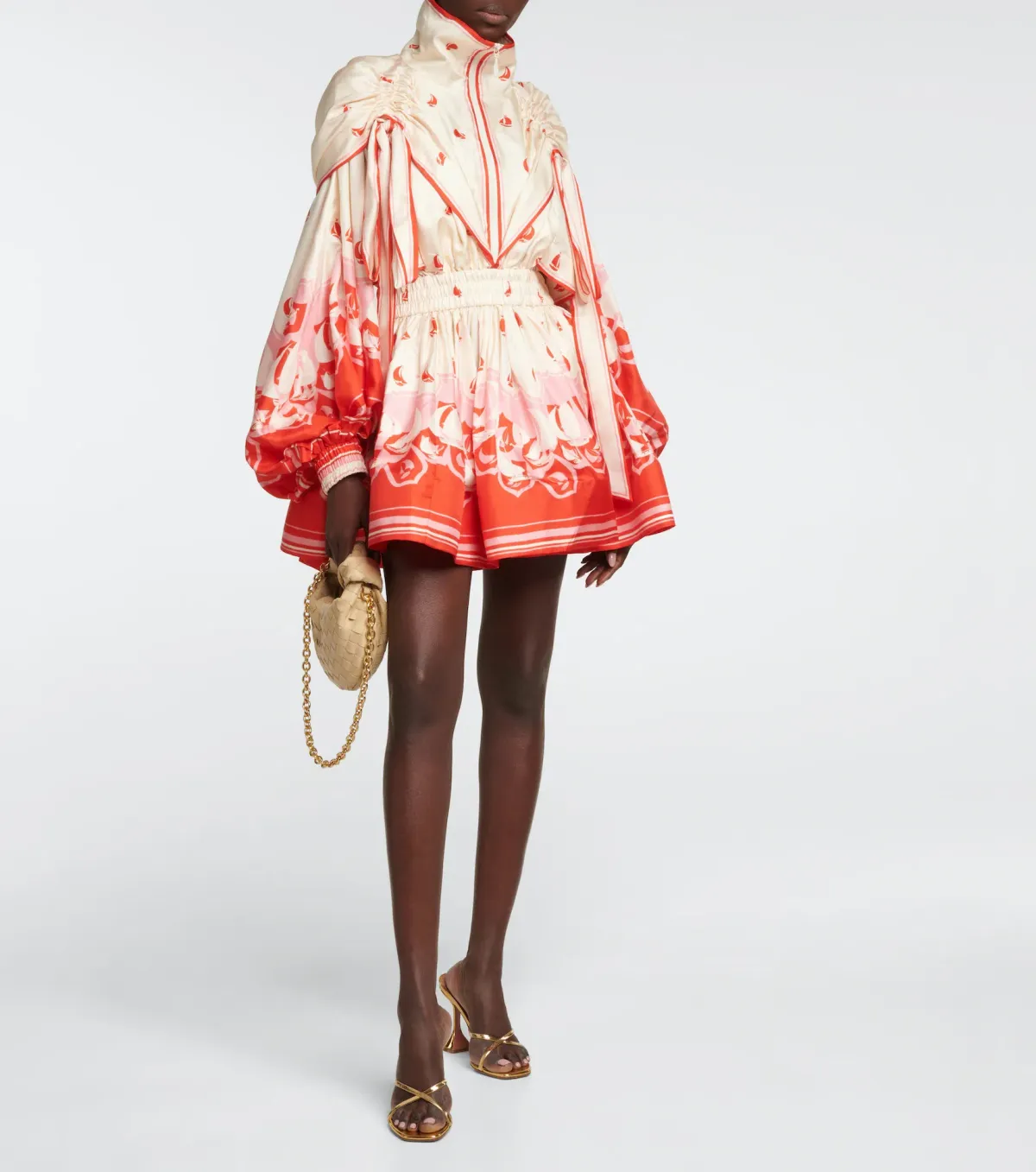 Zimmermann High Tide Billow Mini Dress Red Print Size 0 / AU 8 for rent on The Volte - main image