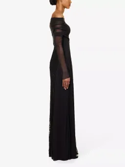 Camilla & Marc Nolana Semi Sheer Full Length Evening Dress Black Size 14 for rent on The Volte - image 2