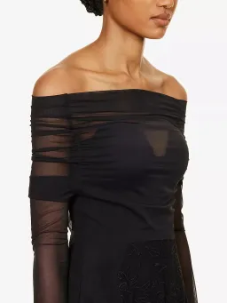 Camilla & Marc Nolana Semi Sheer Full Length Evening Dress Black Size 14 for rent on The Volte - image 3