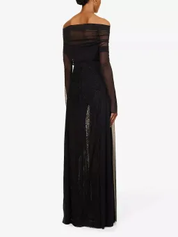 Camilla & Marc Nolana Semi Sheer Full Length Evening Dress Black Size 14 for rent on The Volte - image 5
